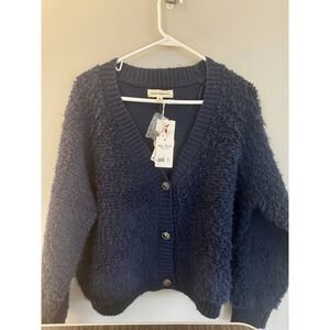 Lucky Brand Womens Raglan Bouclé Cardigan Sz‎ XL Fuzzy Western Hygge Country